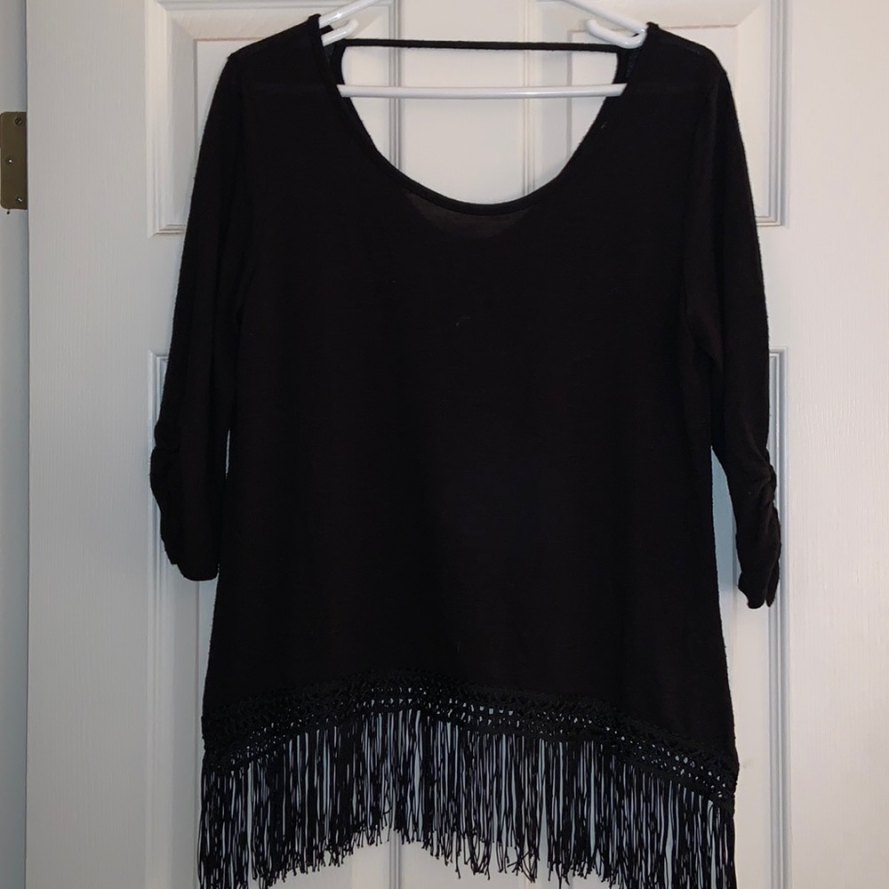 Black fringe blouse